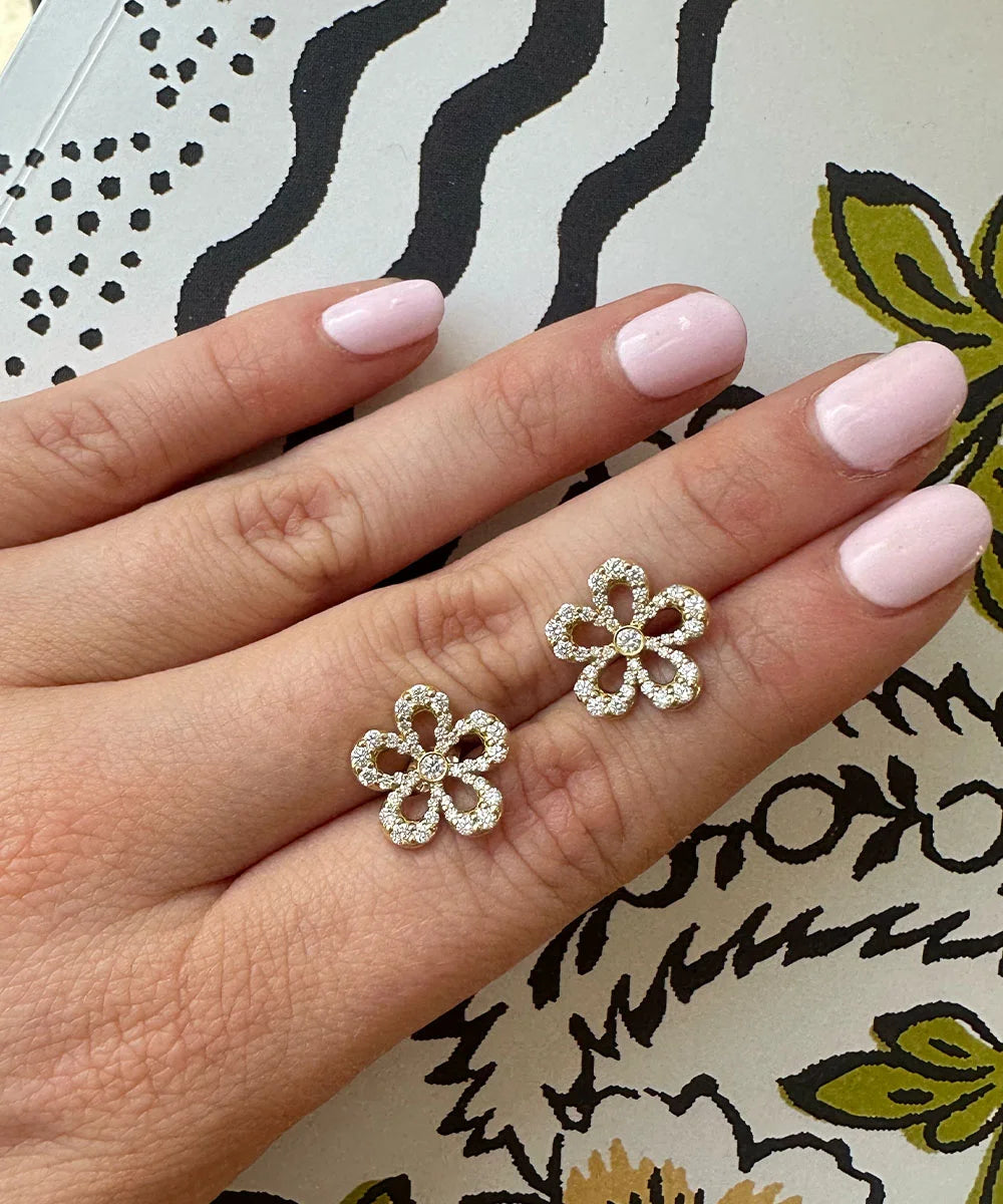 Eyelet Pave Diamond Earrings