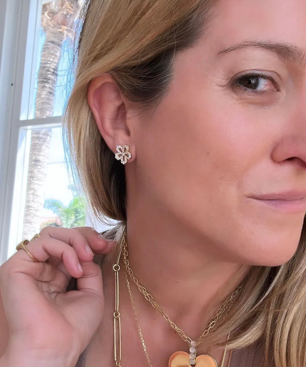 Eyelet Pave Diamond Earrings