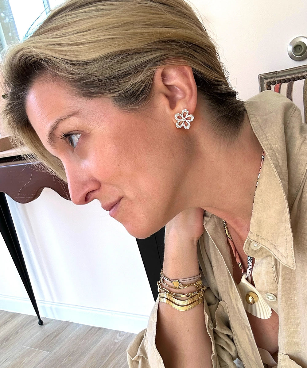 Eyelet Pave Diamond Earrings