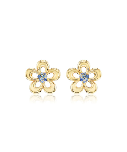 Eyelet Flower Blue Sapphire Earrings