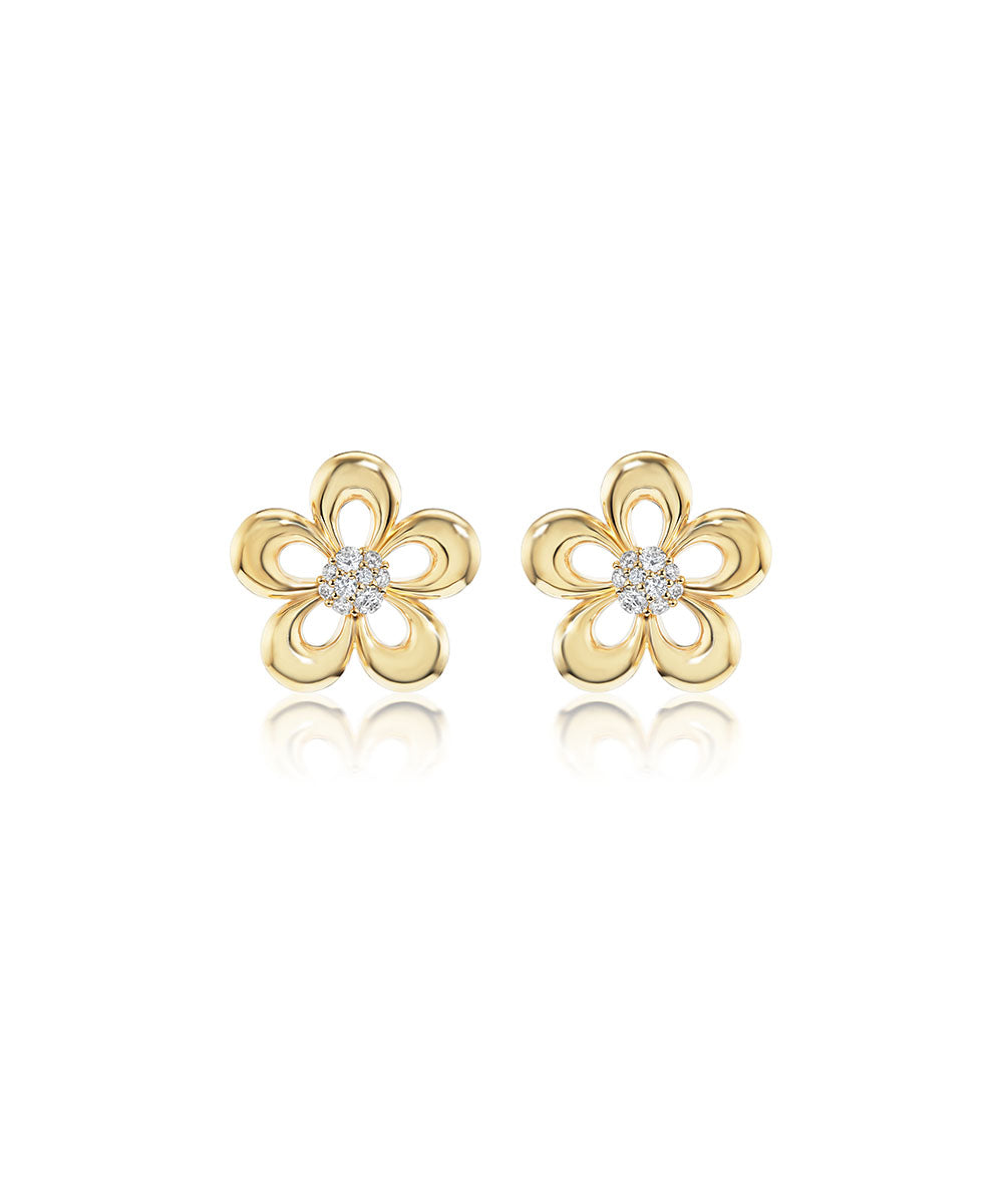 Eyelet Flower Diamond Earrings, 19mm