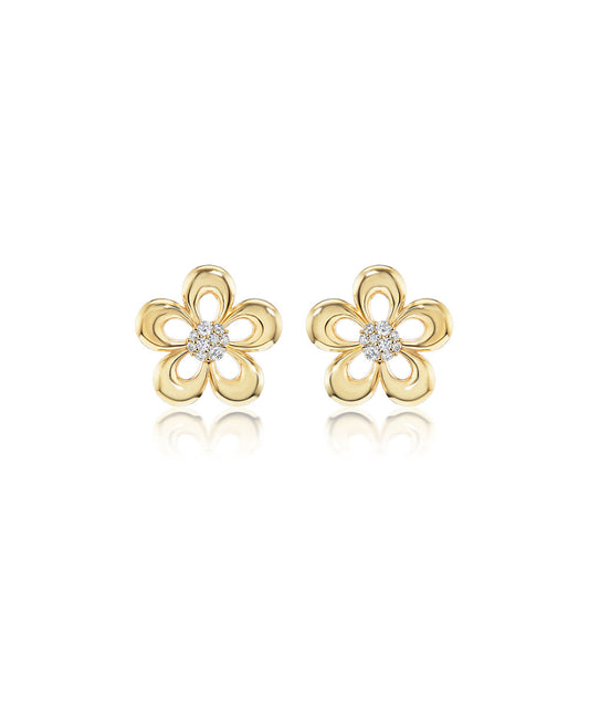 Eyelet Flower Diamond Earrings, 19mm