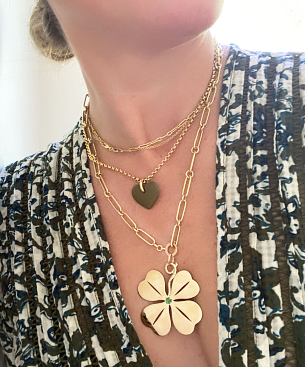 Grand Four Leaf Clover on the 20" Aurelia Necklace