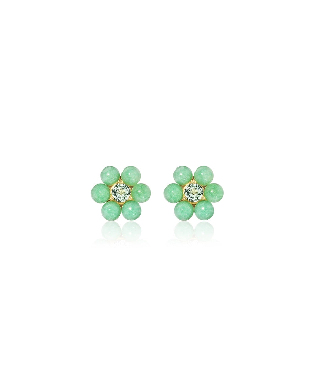 Aventurine Dot Flower Earrings