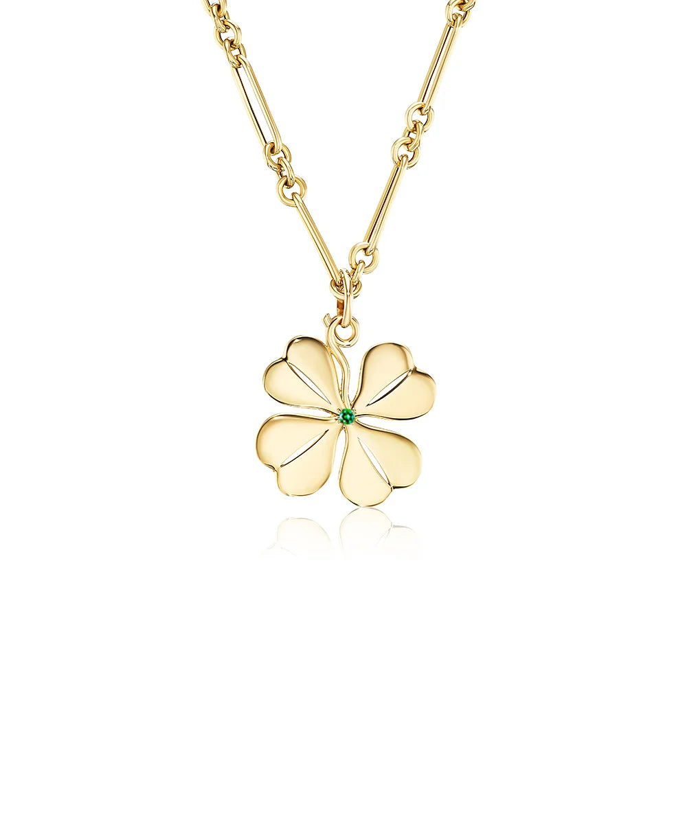 Four Leaf Clover Pendant, Emerald