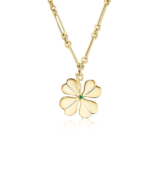 Four Leaf Clover Pendant, Emerald