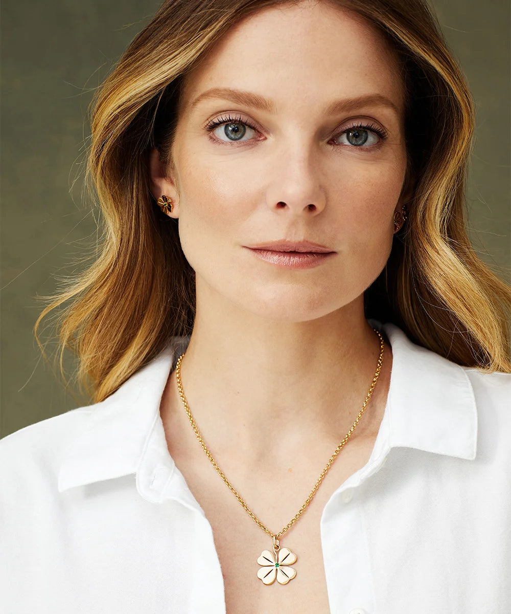 Four Leaf Clover Pendant, Emerald