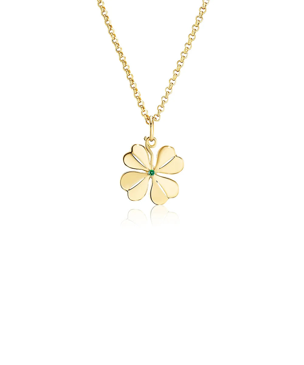 Four Leaf Clover Pendant, Emerald