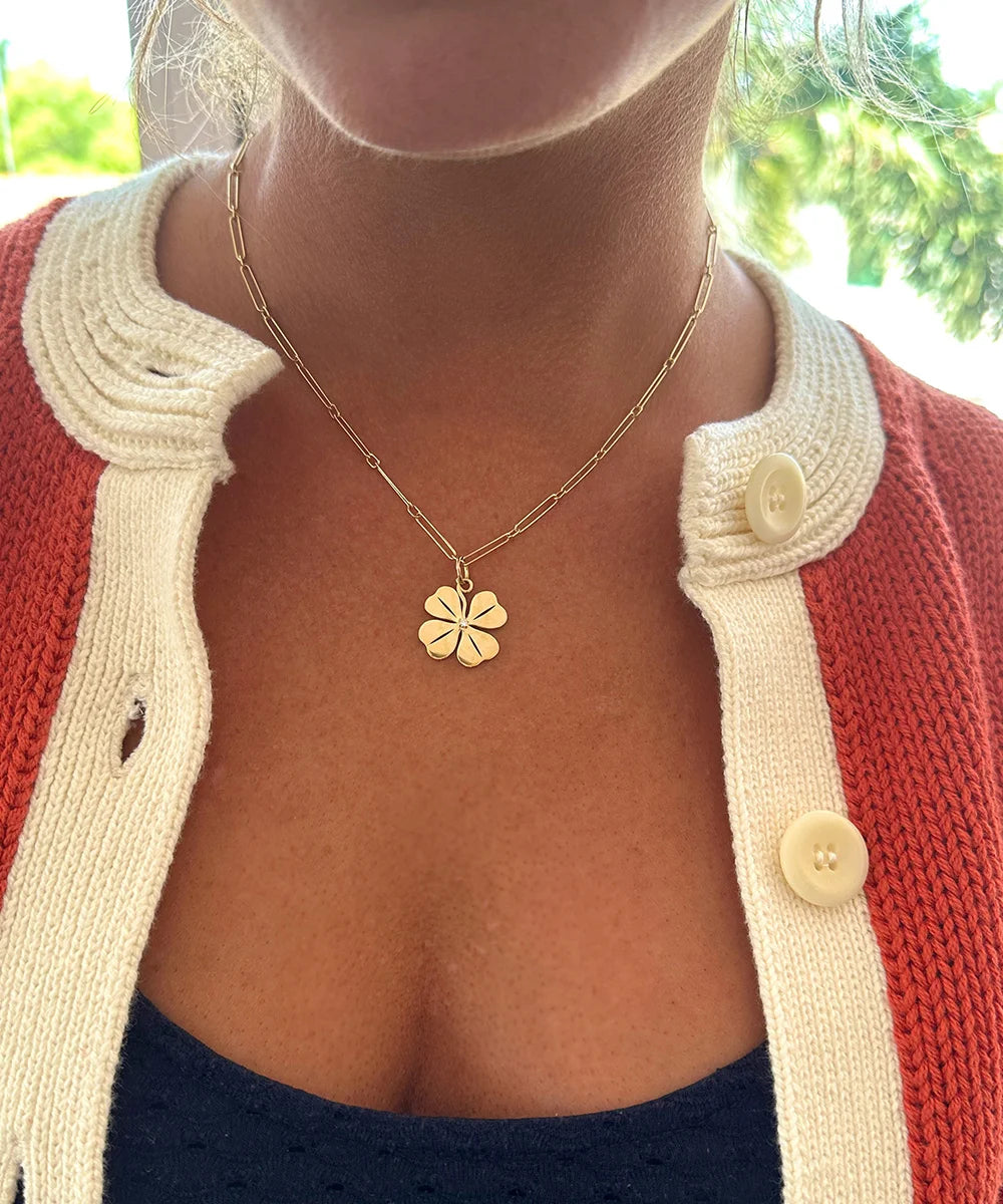 Four Leaf Clover Pendant, Emerald