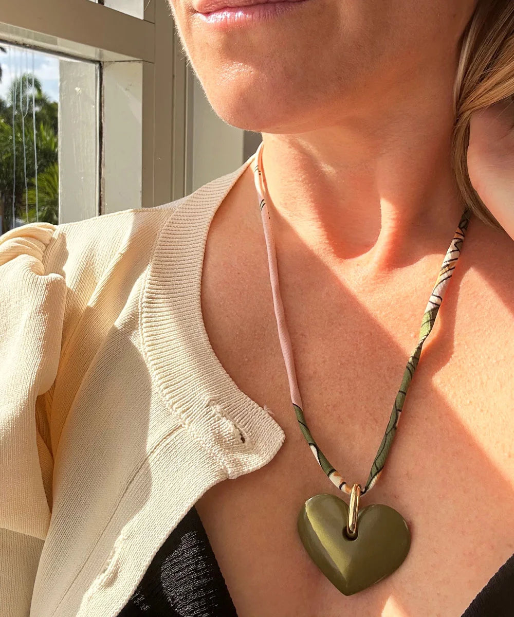 Olive Green Heart Pendant