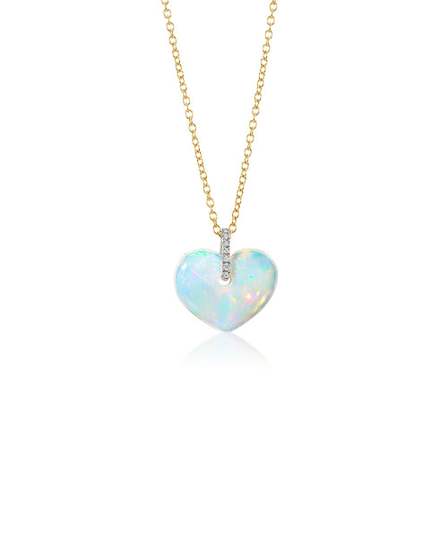 Opal Stone Heart Necklace