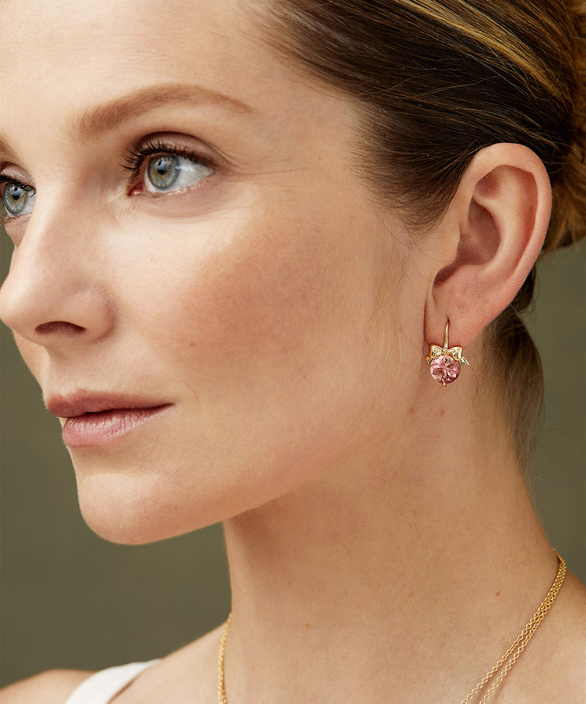 Bow Drop Earrings, Pink Morganite – Aurelia Demark