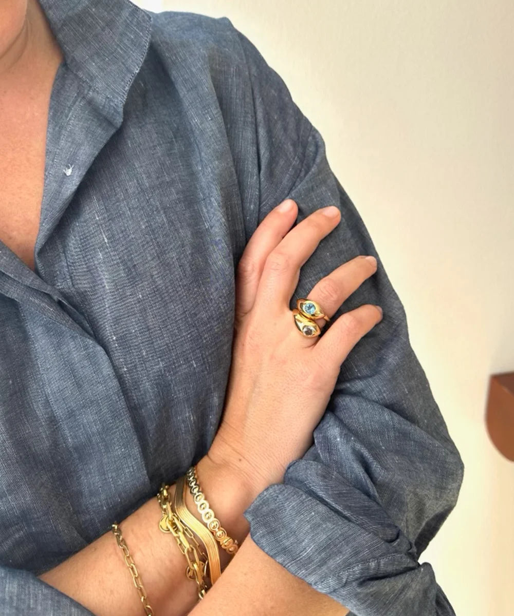 Drip Drop Ring, Blue Topaz