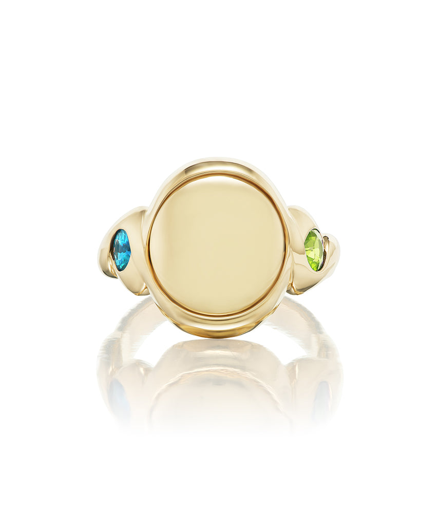 Fleur Toi et Moi Emerald and Oval Gemstone Ring