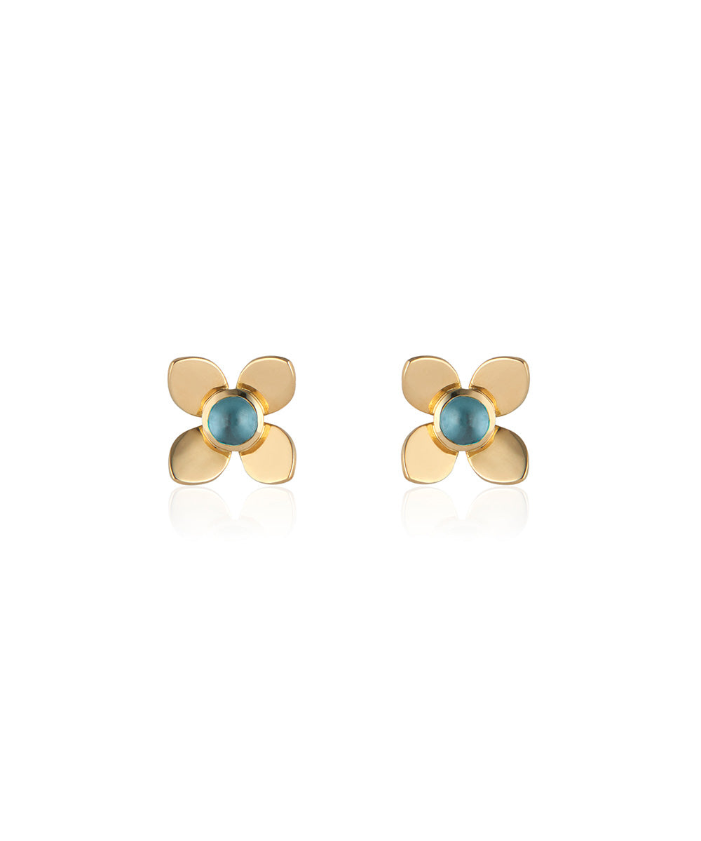 Large Fleur Earrings in Blue Topaz