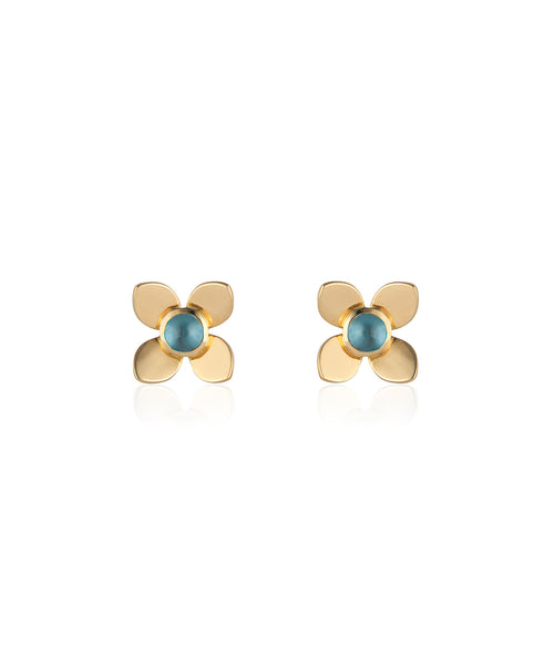 Large Fleur Earrings in Blue Topaz