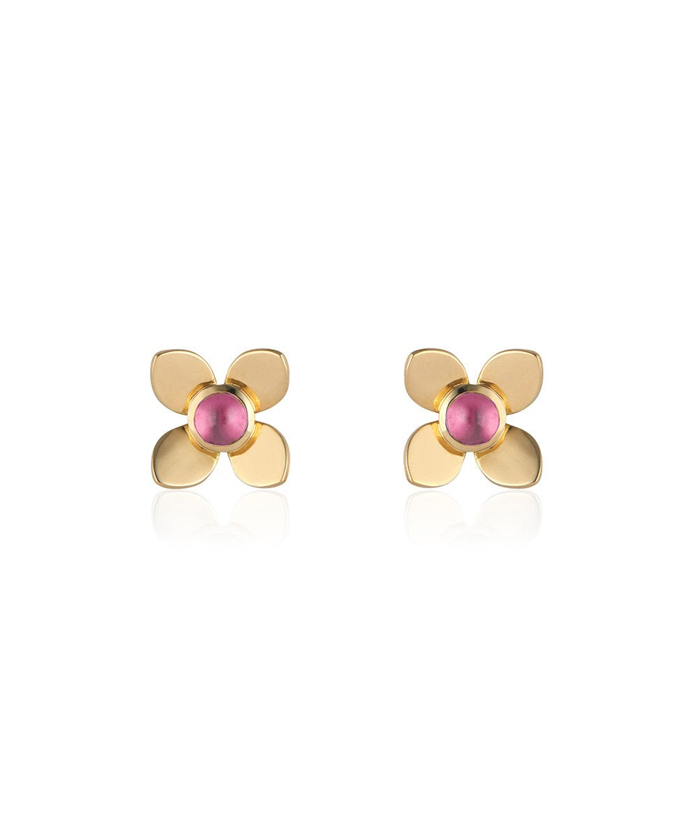Large Fleur Earrings In Pink Tourmaline