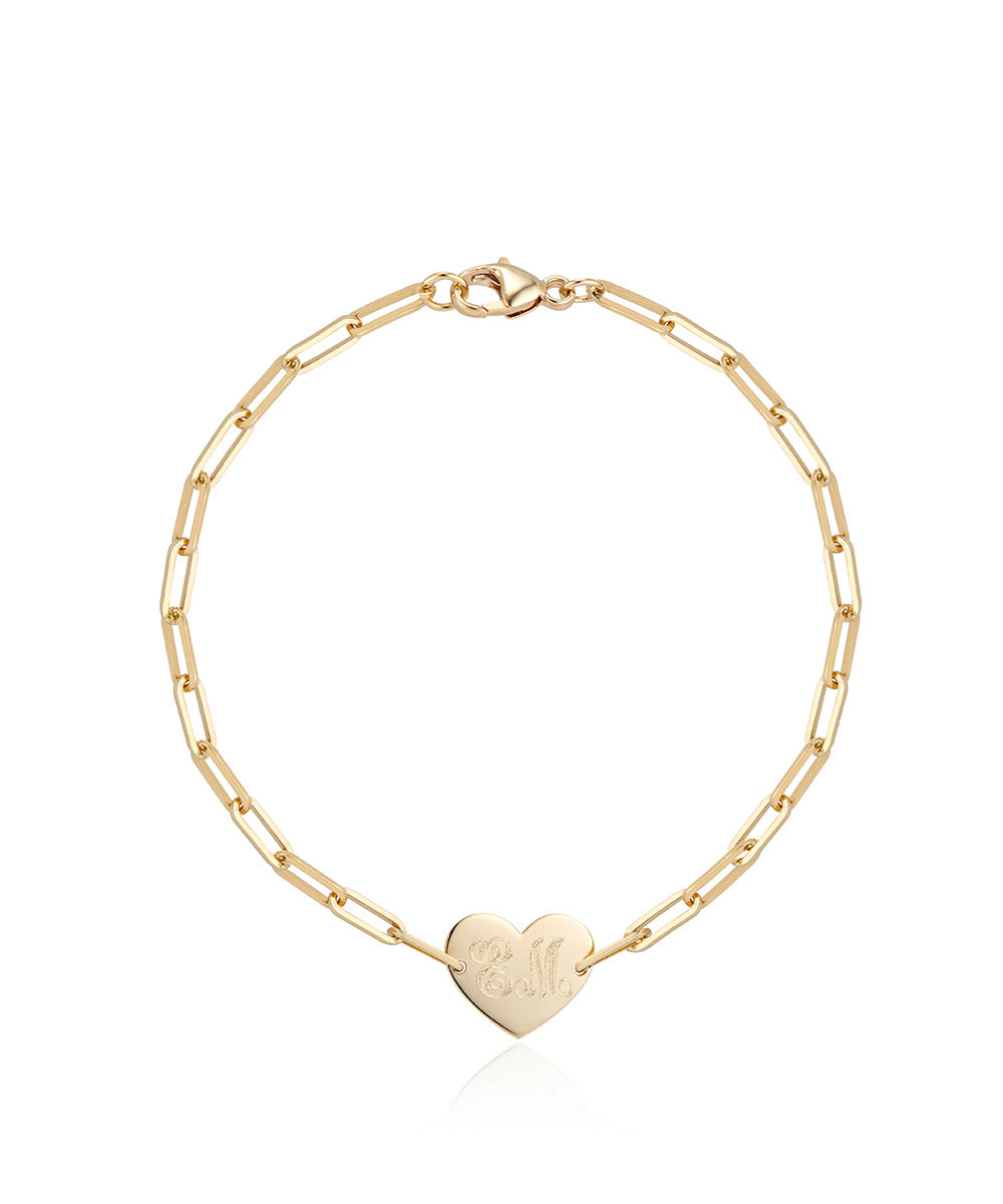 Delicate Heart Bracelet with machine engraving.