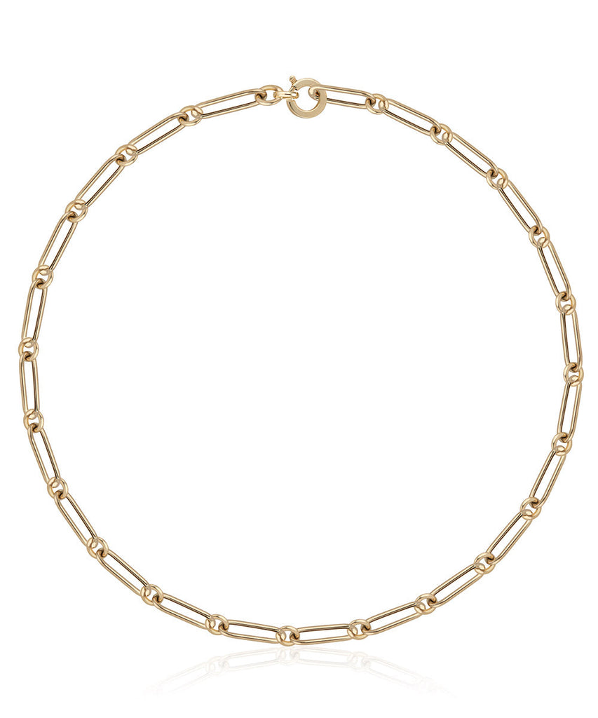 18K Gold Circle Link Necklace 16in