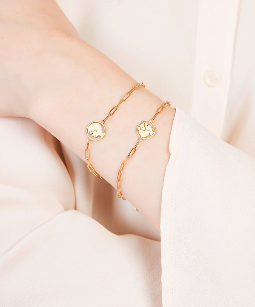 Delicate Boy and Delicate Girl Silhouette Bracelet. 